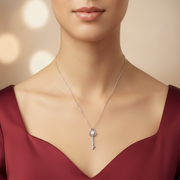 Dancing Diamond Solitaire 925 Silver Pendant Chain
